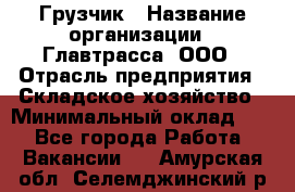 Грузчик › Название организации ­ Главтрасса, ООО › Отрасль предприятия ­ Складское хозяйство › Минимальный оклад ­ 1 - Все города Работа » Вакансии   . Амурская обл.,Селемджинский р-н